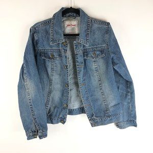 John Baner Womens Vintage Denim Jacket Cotton Fading Medium Wash Blue 10